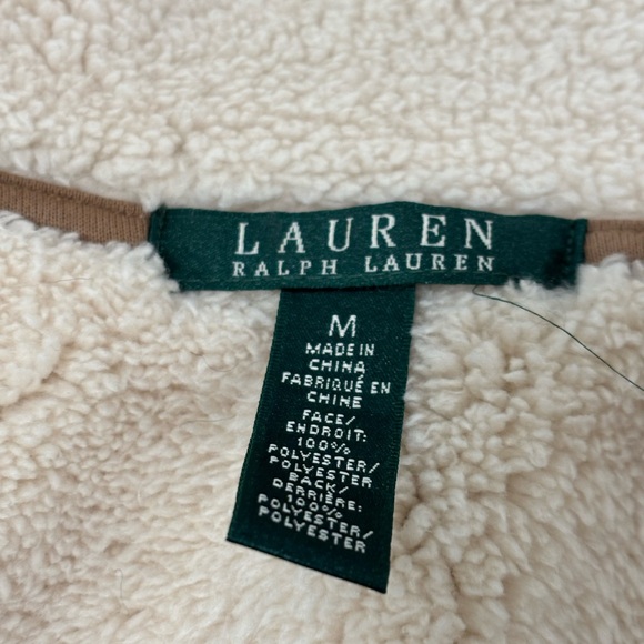 RALPH LAUREN FAUX SUEDE ,Cream and Tan Shearling Vest size M - Picture 5 of 5